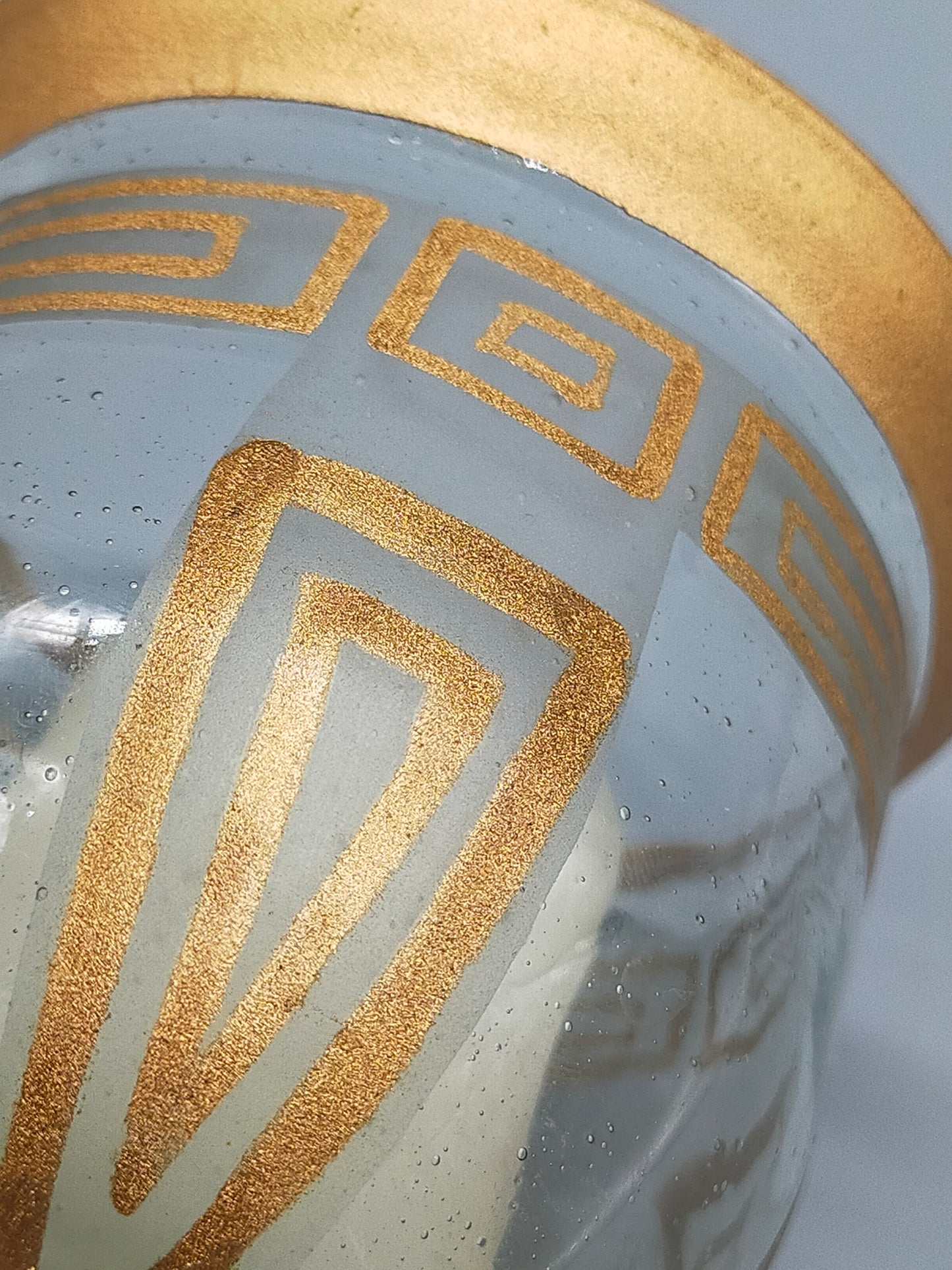 Edler Glas Windlicht Pokal mit Golddekor Antiker Stil