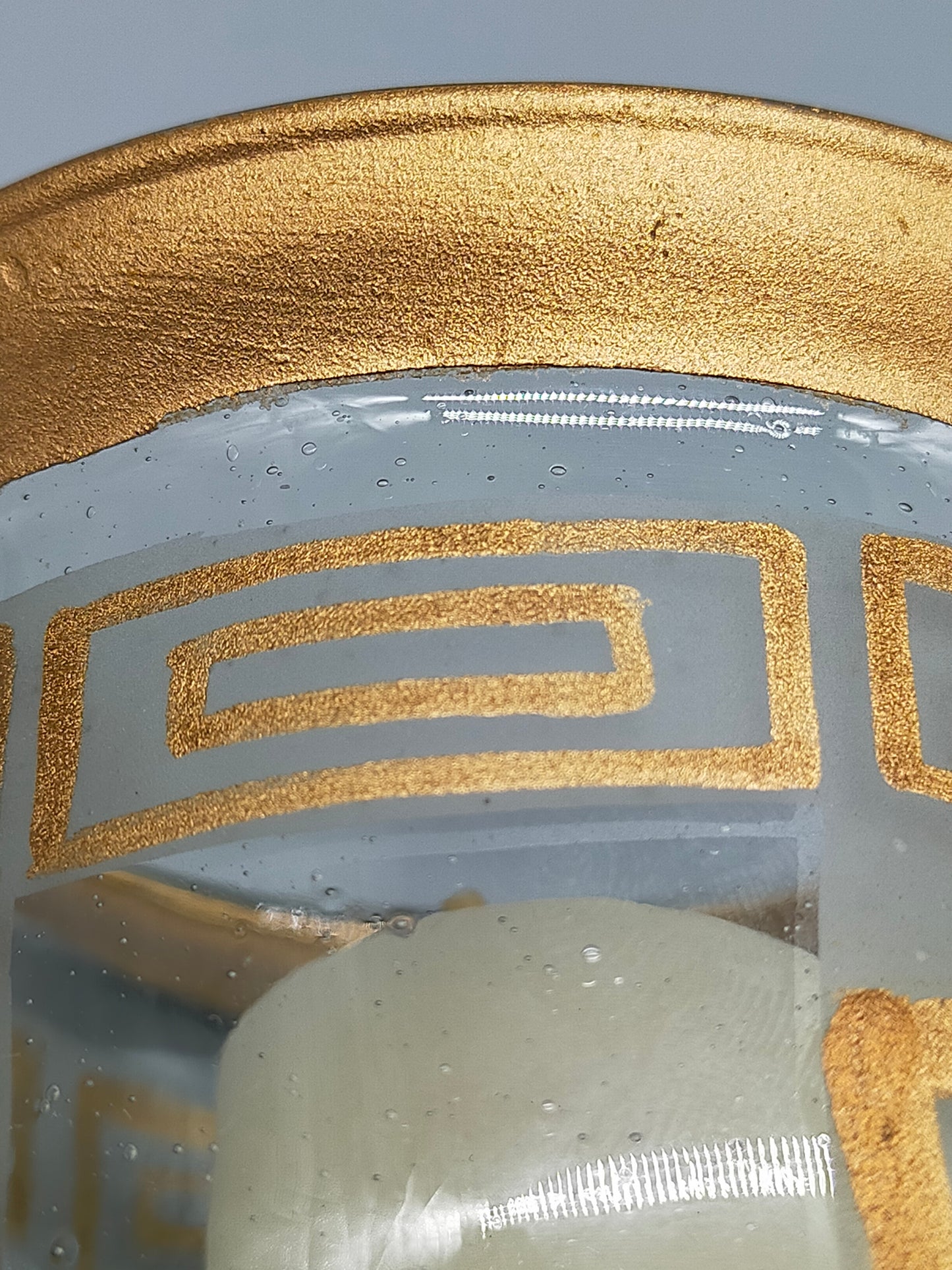Edler Glas Windlicht Pokal mit Golddekor Antiker Stil