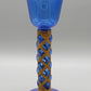 Blauer Glas Kelch mit Messing Spirale Kunstvoller Pokal
