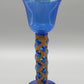 Blauer Glas Kelch mit Messing Spirale Kunstvoller Pokal