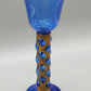 Blauer Glas Kelch mit Messing Spirale Kunstvoller Pokal