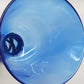 Blauer Glas Kelch mit Messing Spirale Kunstvoller Pokal