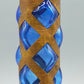 Blauer Glas Kelch mit Messing Spirale Kunstvoller Pokal