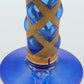 Blauer Glas Kelch mit Messing Spirale Kunstvoller Pokal