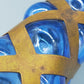Blauer Glas Kelch mit Messing Spirale Kunstvoller Pokal