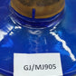 Blauer Glas Kelch mit Messing Spirale Kunstvoller Pokal