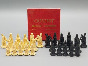 Klassisches Crescent Medieval Chessmen Schachspiel Vintage Brettspiel