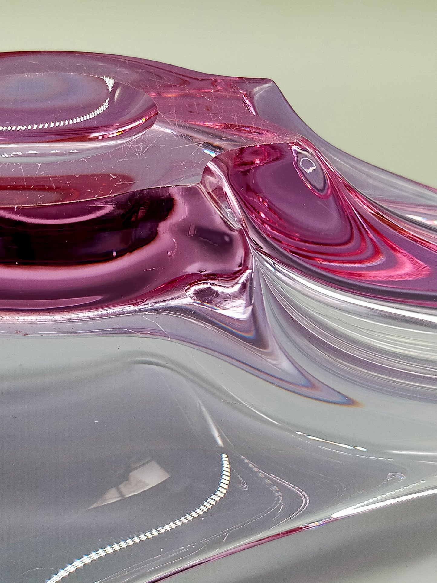 Elegante Murano Stil Glasschale Violett Rosa Design Schale