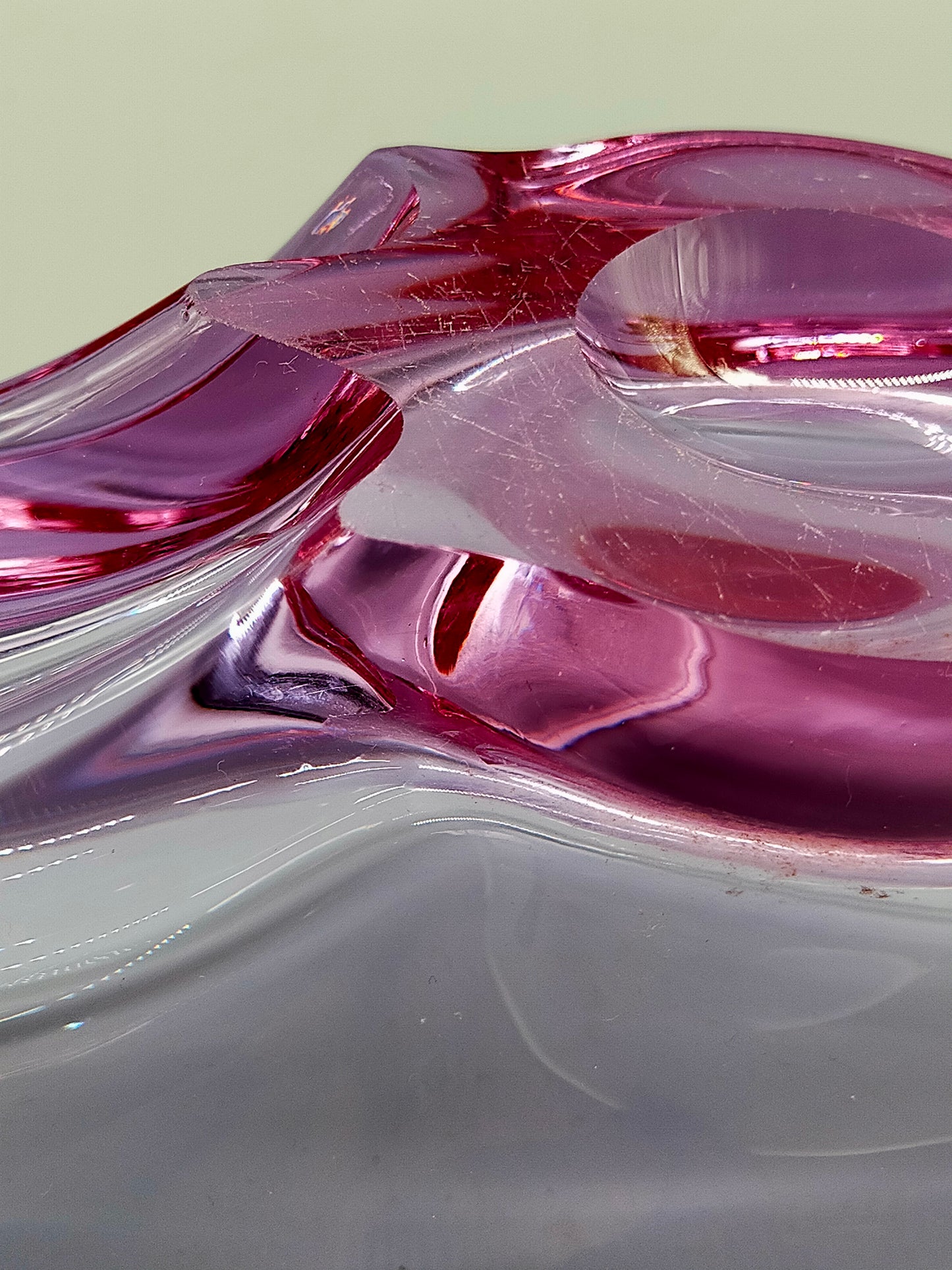 Elegante Murano Stil Glasschale Violett Rosa Design Schale