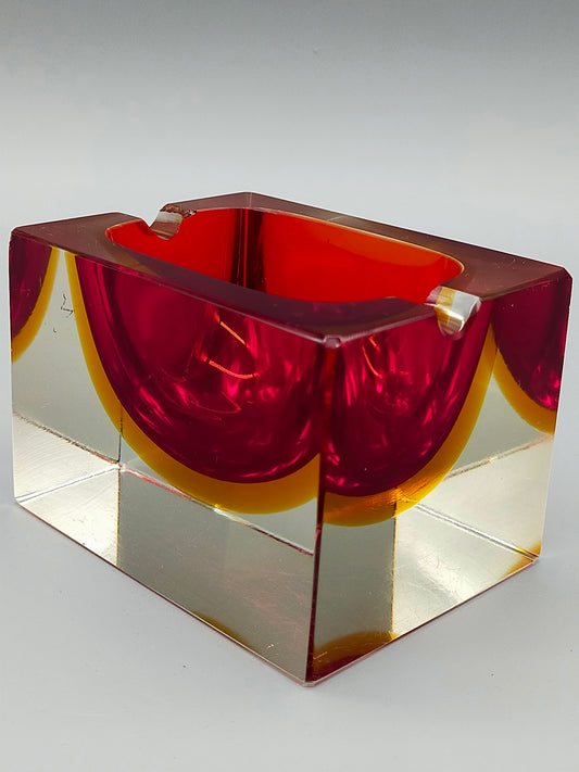 Massiver Murano Sommerso Glas Aschenbecher