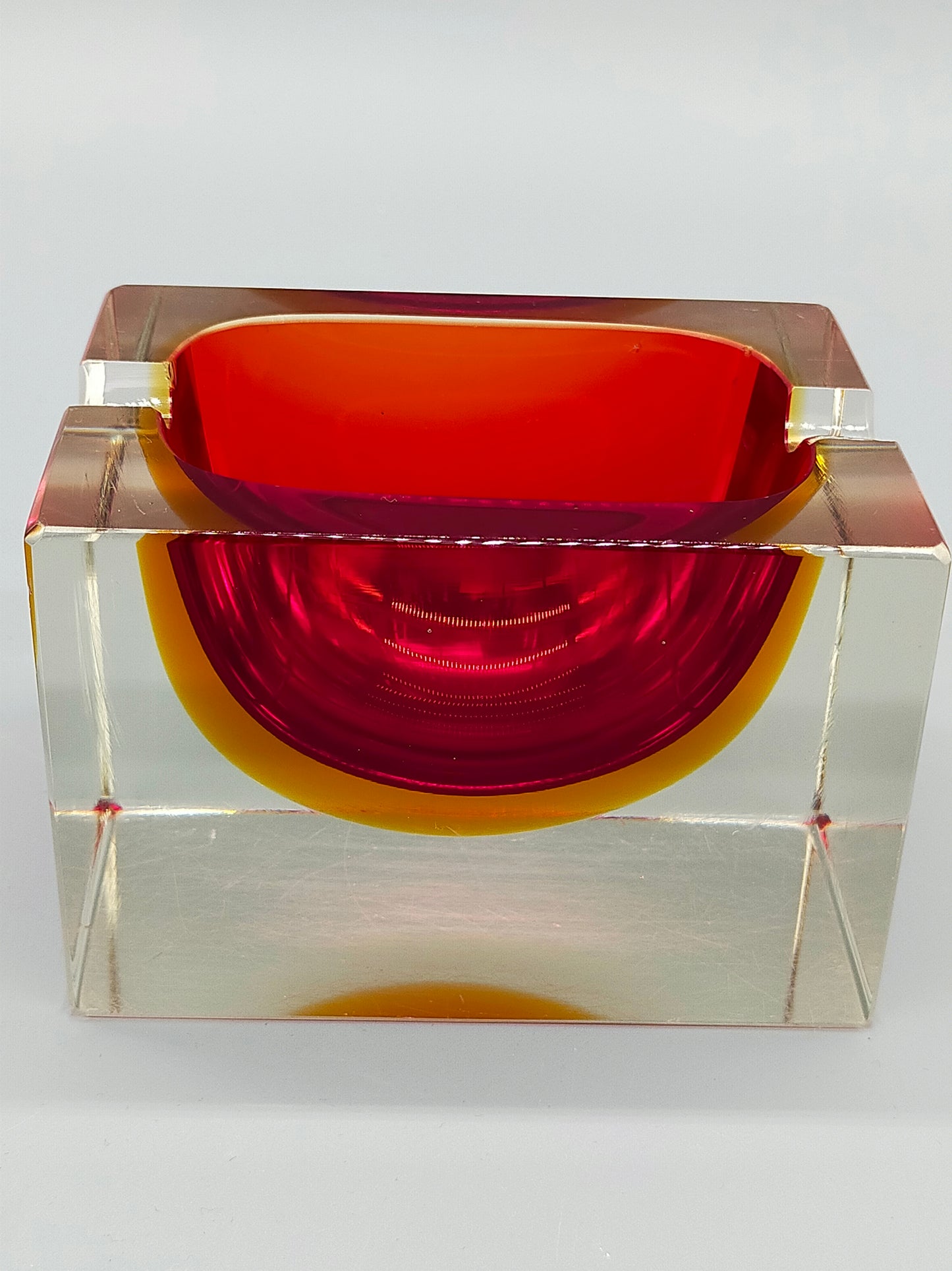 Massiver Murano Sommerso Glas Aschenbecher