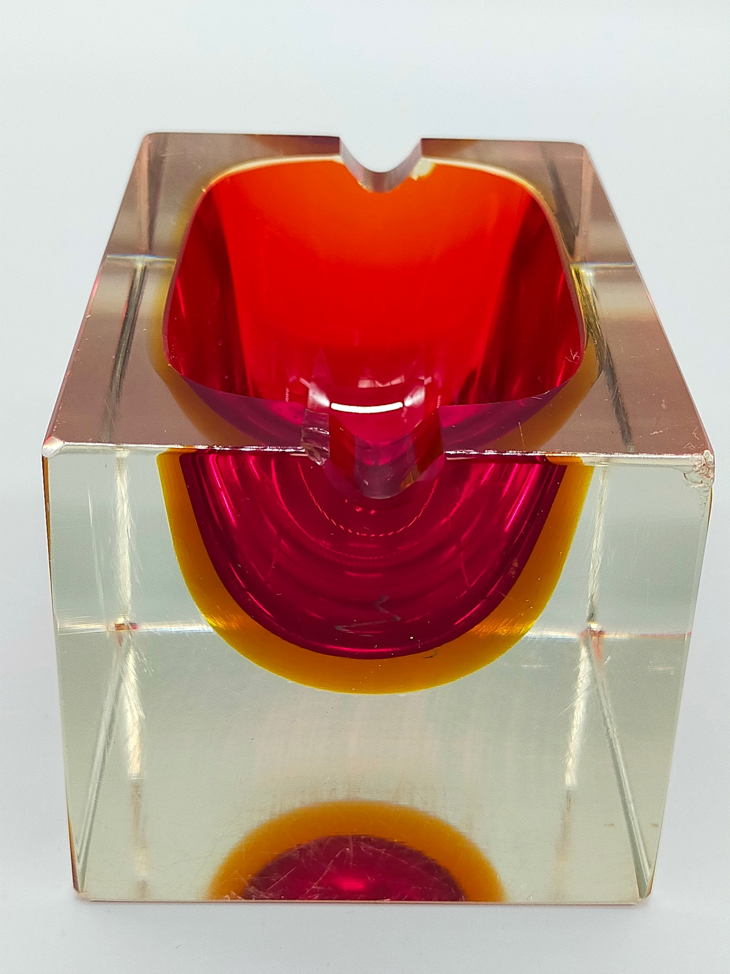 Massiver Murano Sommerso Glas Aschenbecher