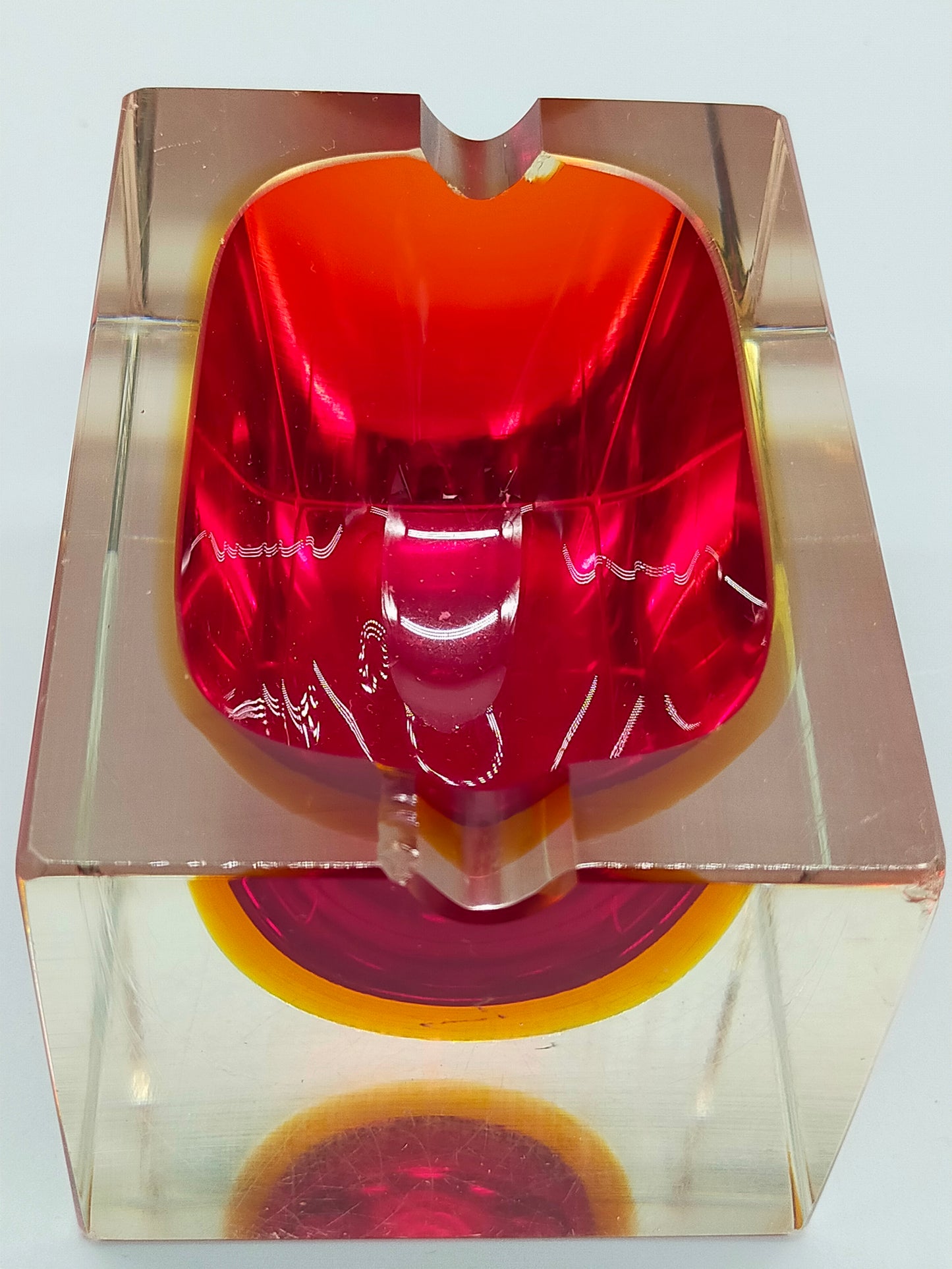 Massiver Murano Sommerso Glas Aschenbecher