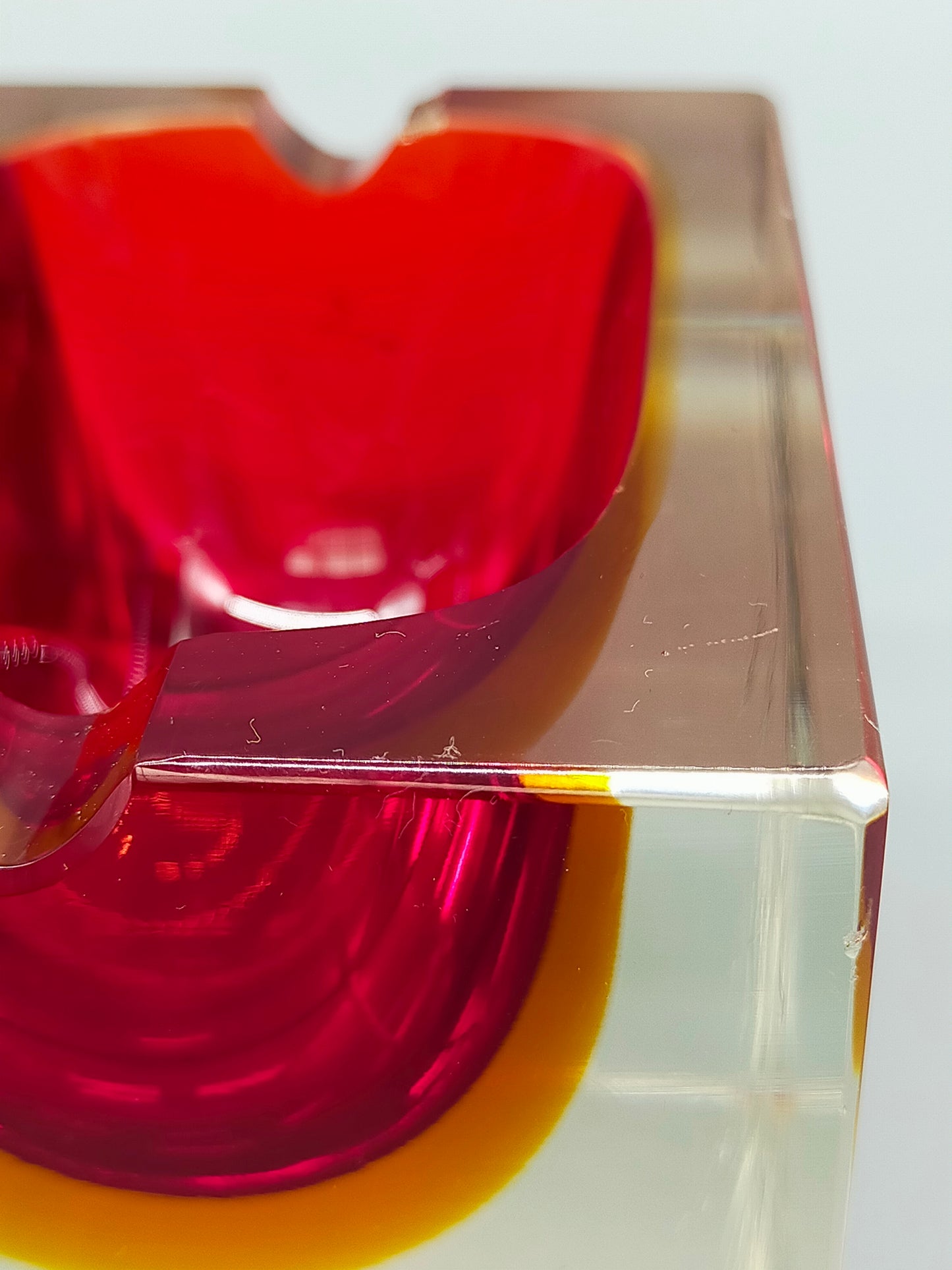 Massiver Murano Sommerso Glas Aschenbecher