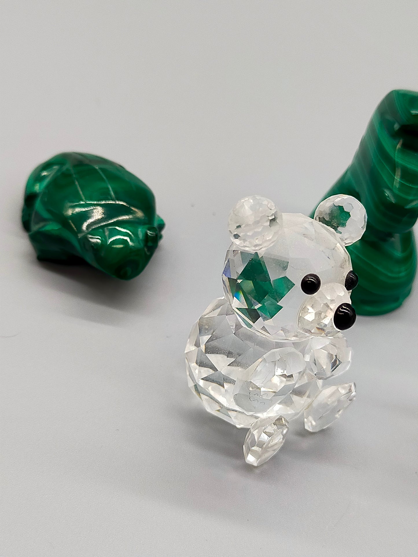 Konvolut Tierfiguren aus Kristall und Malachit 9 teiliges Set