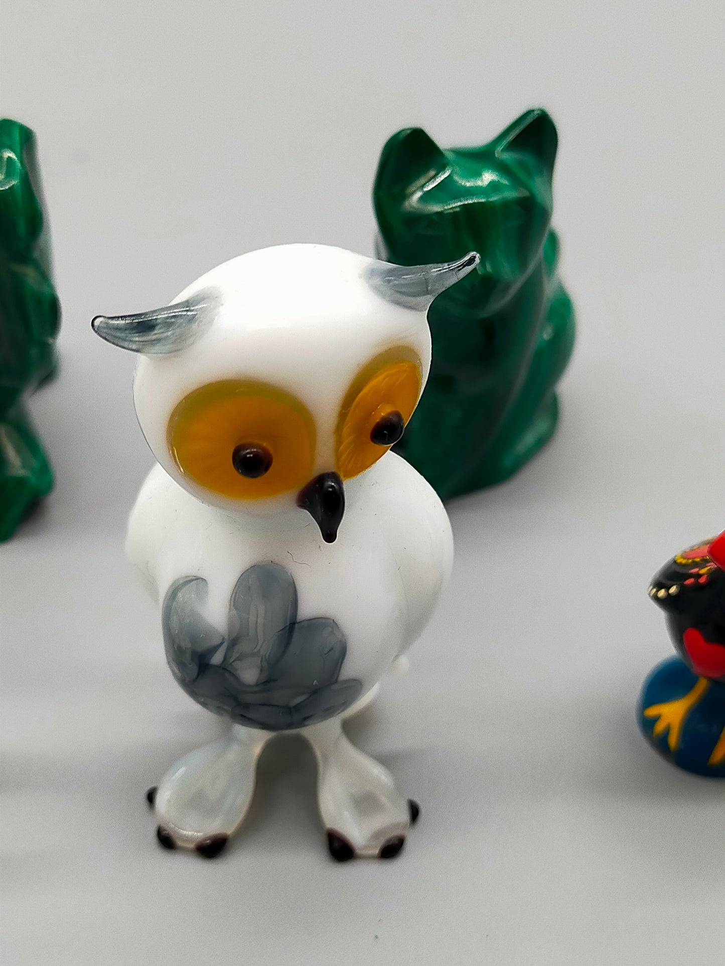 Konvolut Tierfiguren aus Kristall und Malachit 9 teiliges Set