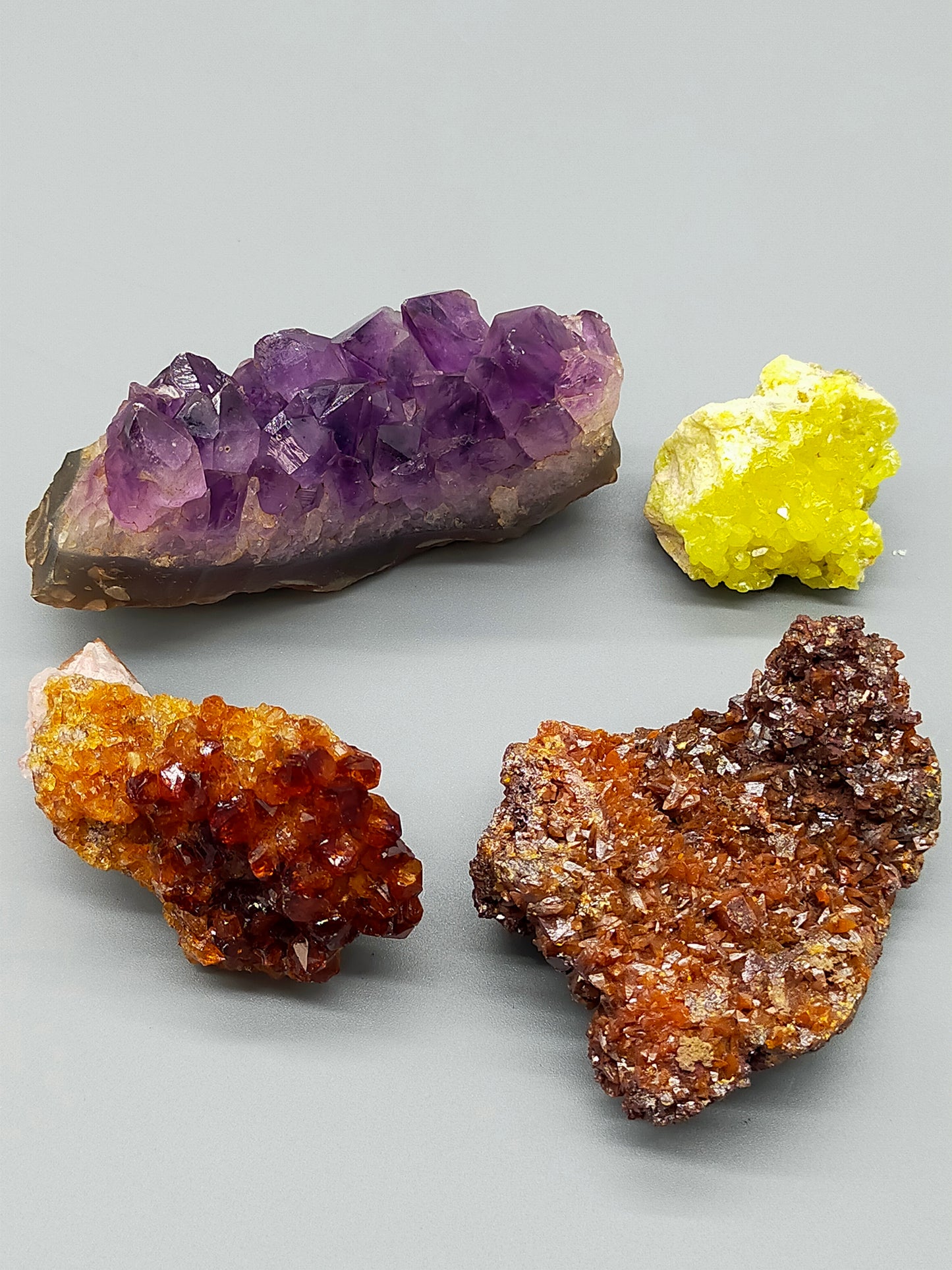Exklusive Mineralien set 4tlg Amethyst Schwefel