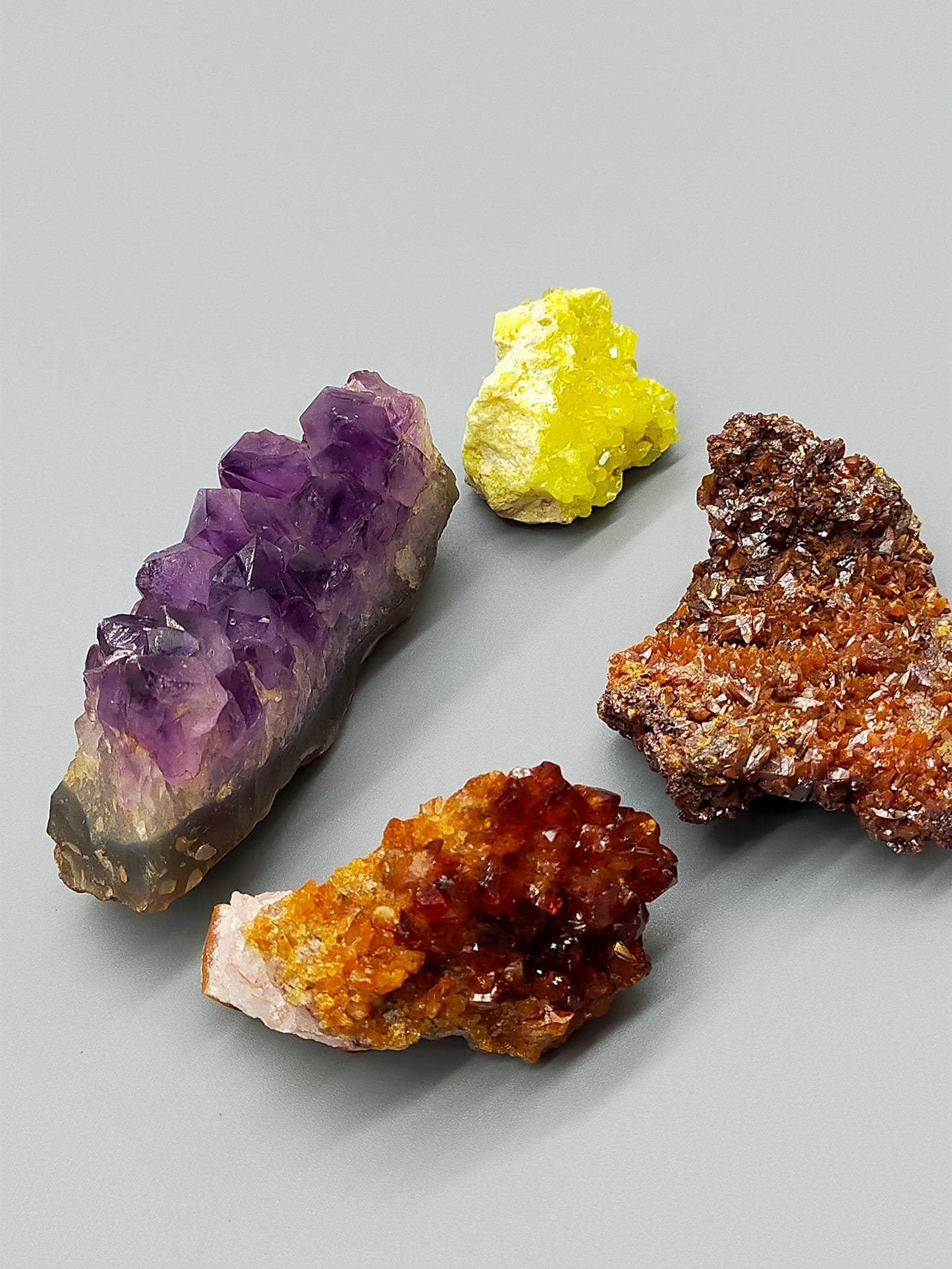 Exklusive Mineralien set 4tlg Amethyst Schwefel