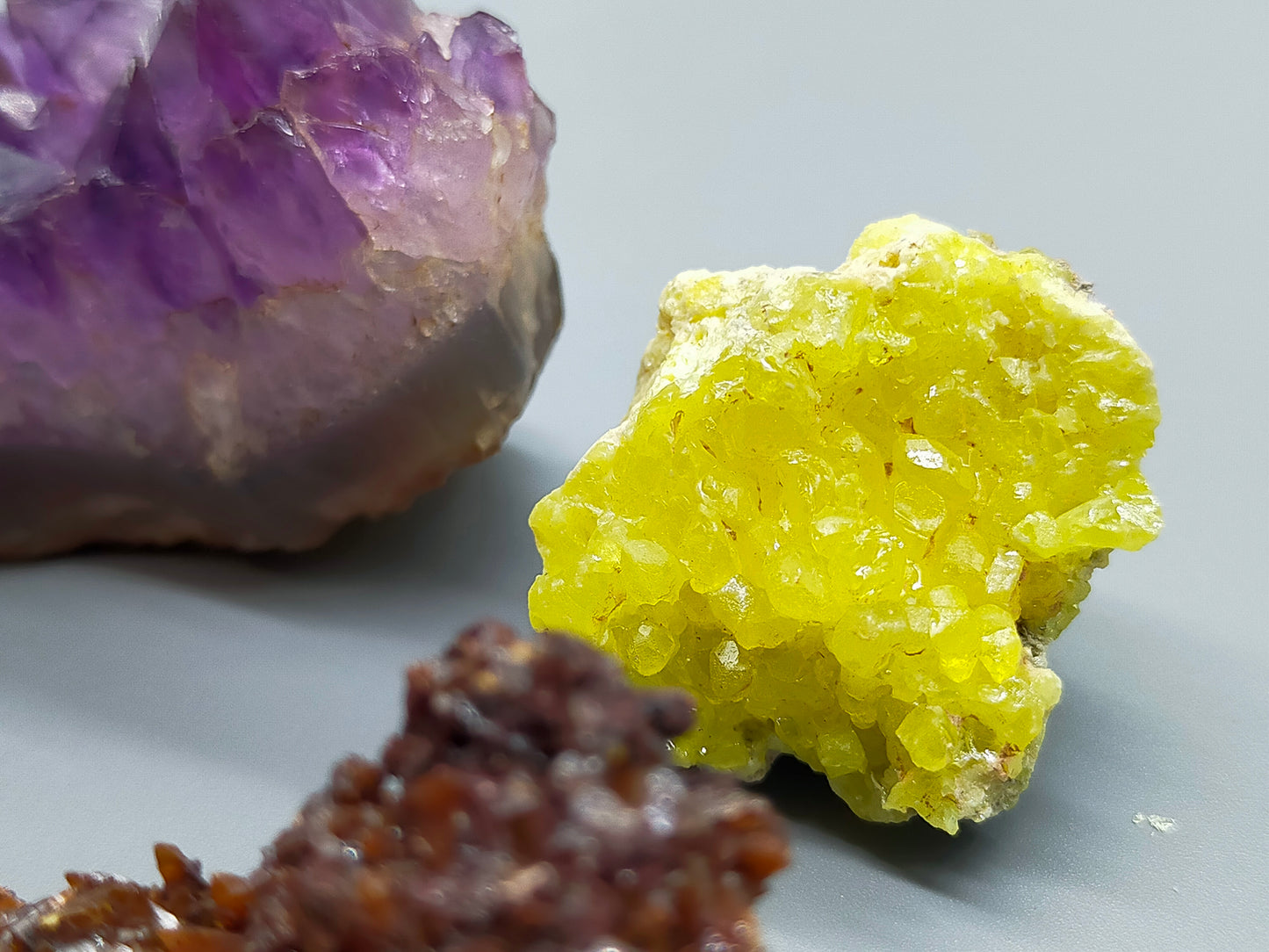 Exklusive Mineralien set 4tlg Amethyst Schwefel