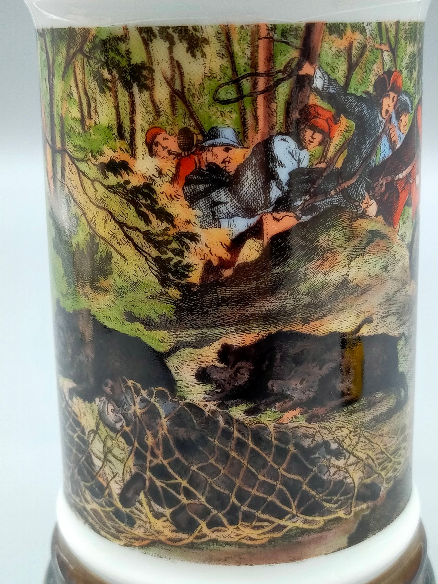 Rastal Bierkrug von 1977 – Detailreiches Jagdmotiv mit Zinndeckel