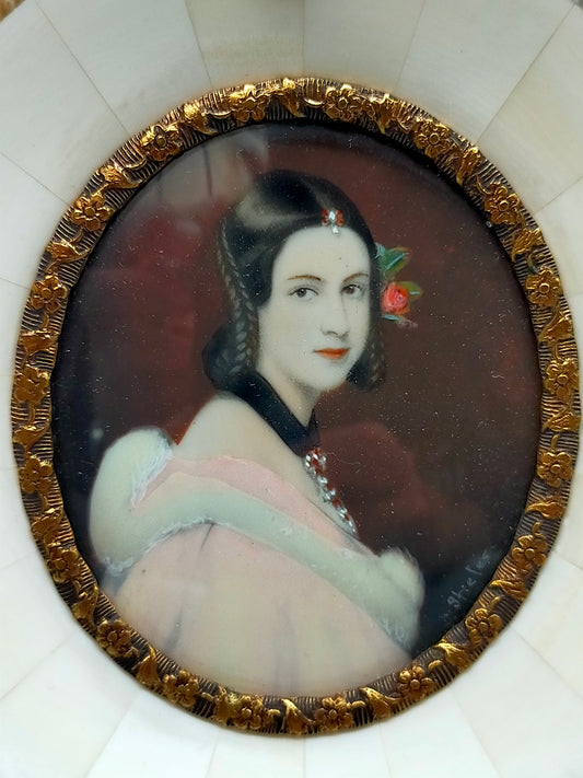 Miniatur Porträt Lady Jane Erskine nach Joseph Stieler – Prunkrahmen