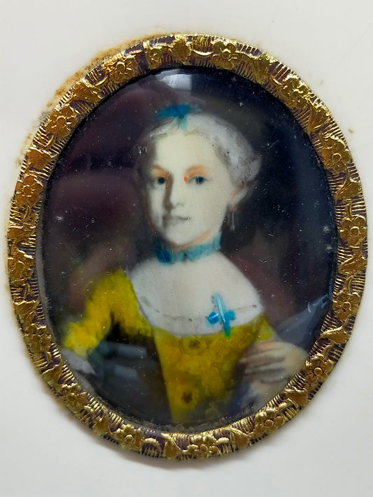 Europäische Schule (XVIII) Porträt Miniatur einer Dame Gemälde