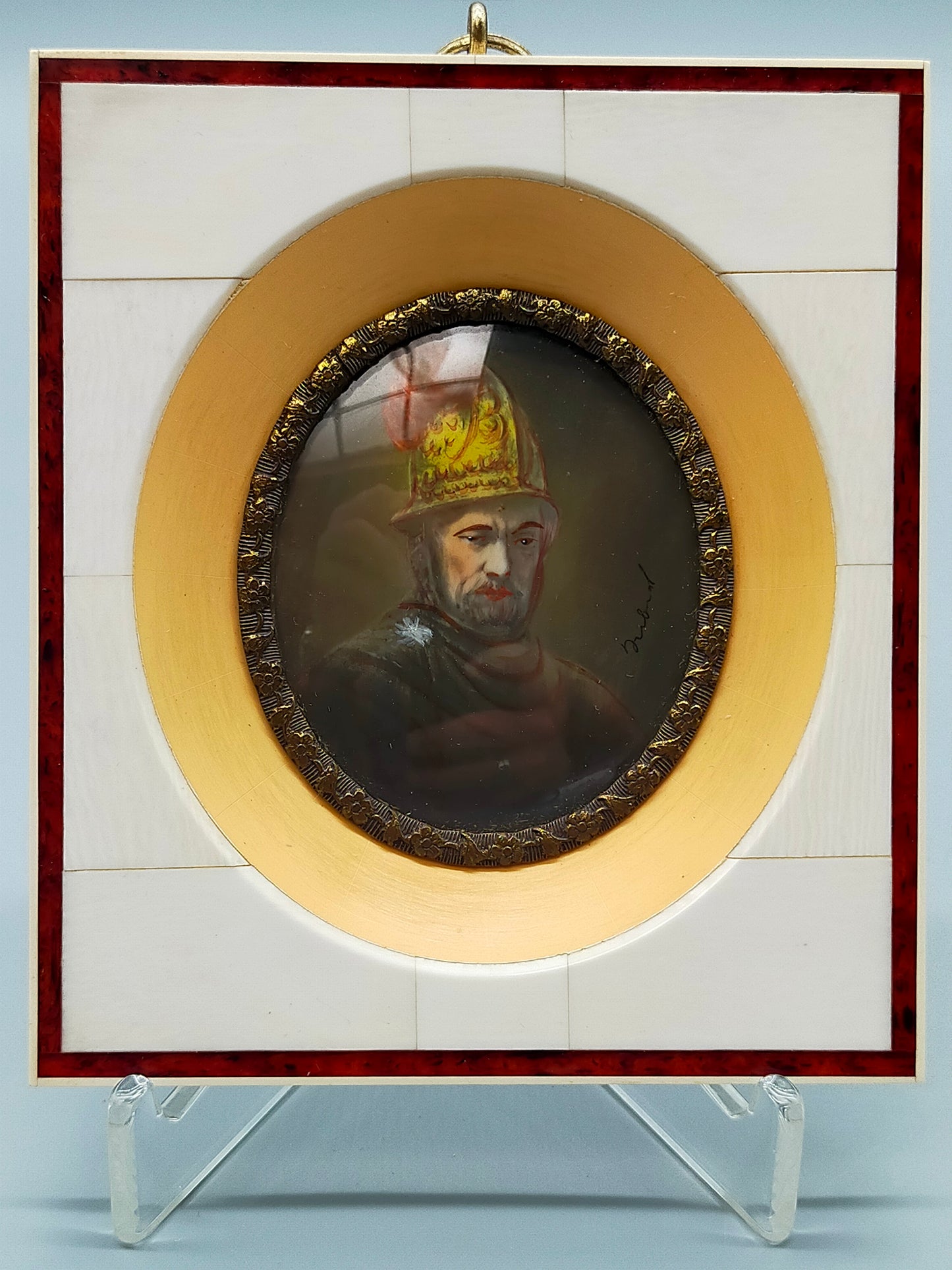Klassisches Miniaturporträt eines Ritters Kunstvolles Gemälde