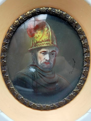 Klassisches Miniaturporträt eines Ritters Kunstvolles Gemälde