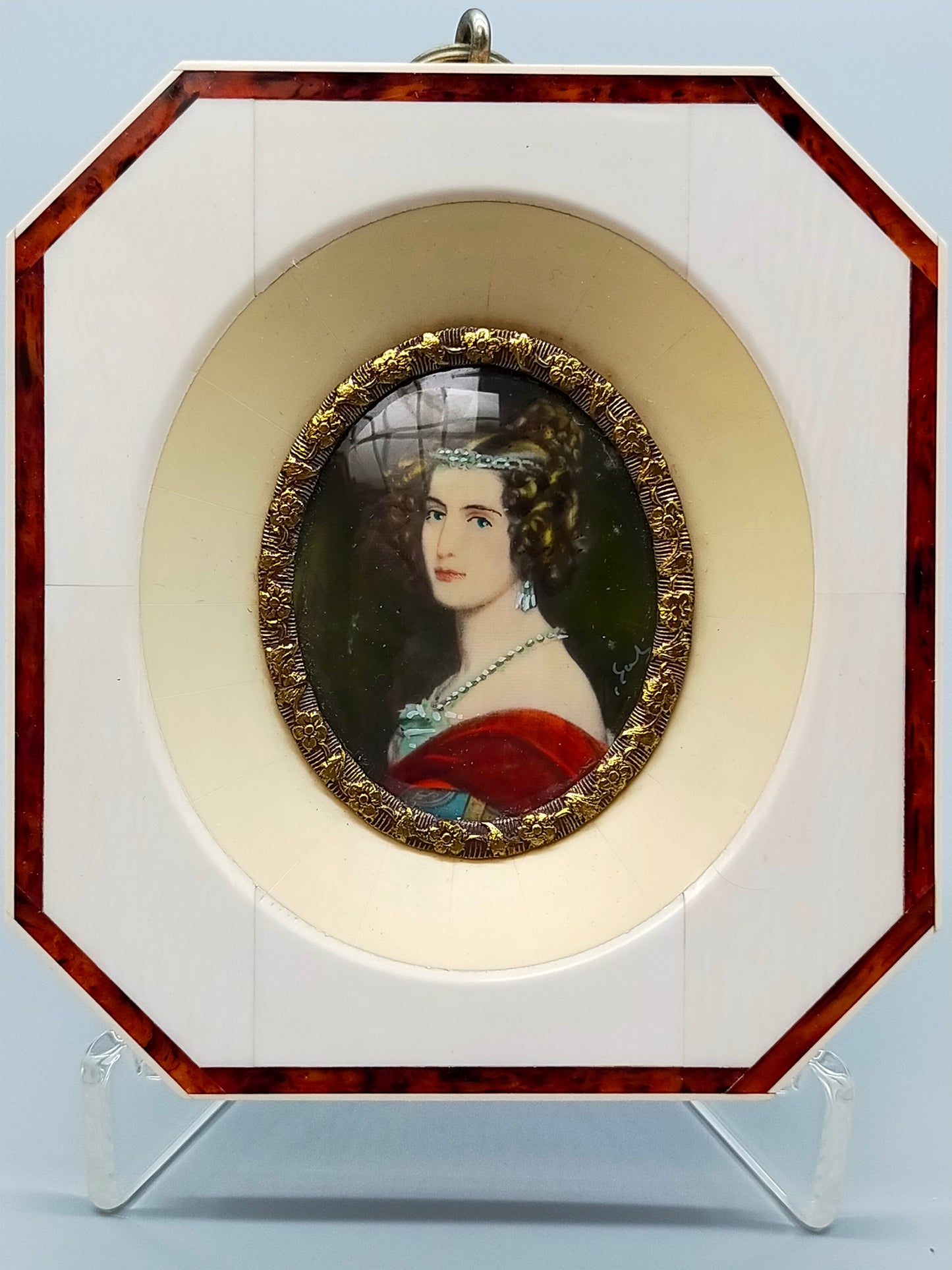 Deutsche Schule (XIX) Edles Damenportrait im Prunkrahmen Miniatur