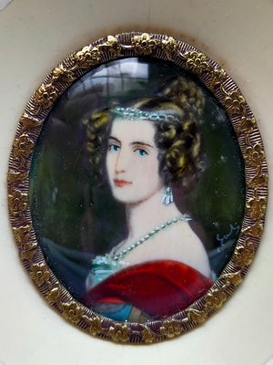 Deutsche Schule (XIX) Edles Damenportrait im Prunkrahmen Miniatur