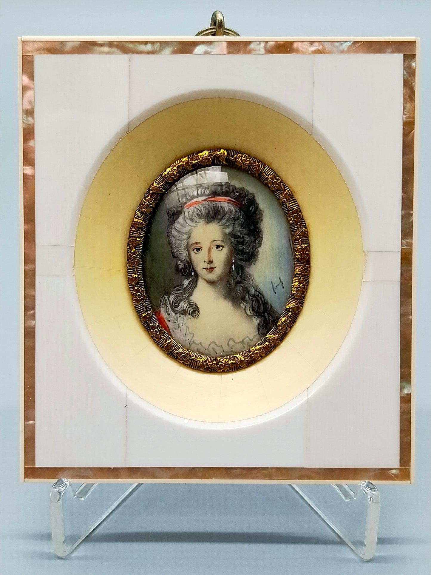 Französische Schule (XVIII) Feines Miniaturporträt einer Dame