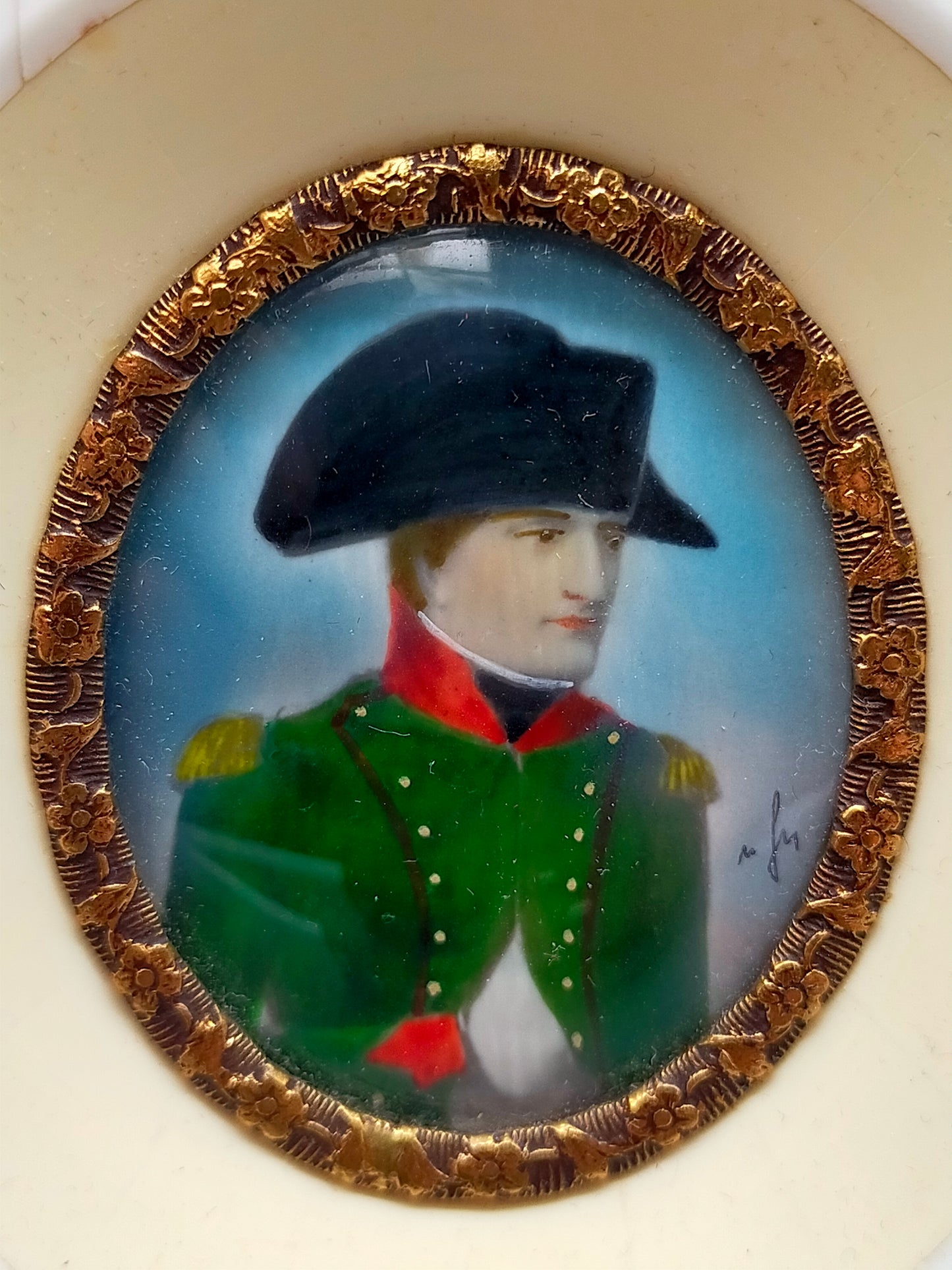 Französische Schule (XIX) Portrait von Napoleon I Miniaturgemälde
