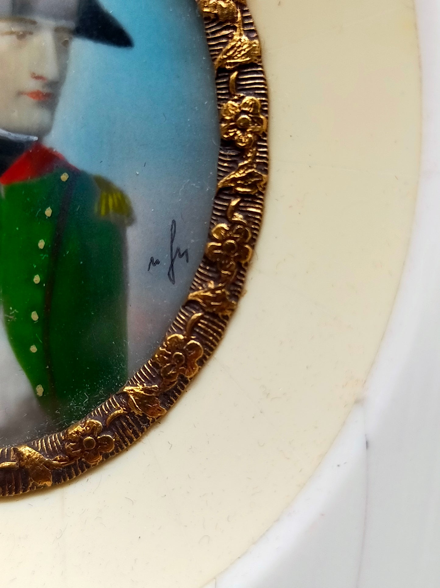Französische Schule (XIX) Portrait von Napoleon I Miniaturgemälde