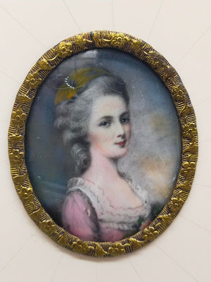 Französische Schule (XVIII) Edles Damenportrait Miniatur Gemälde