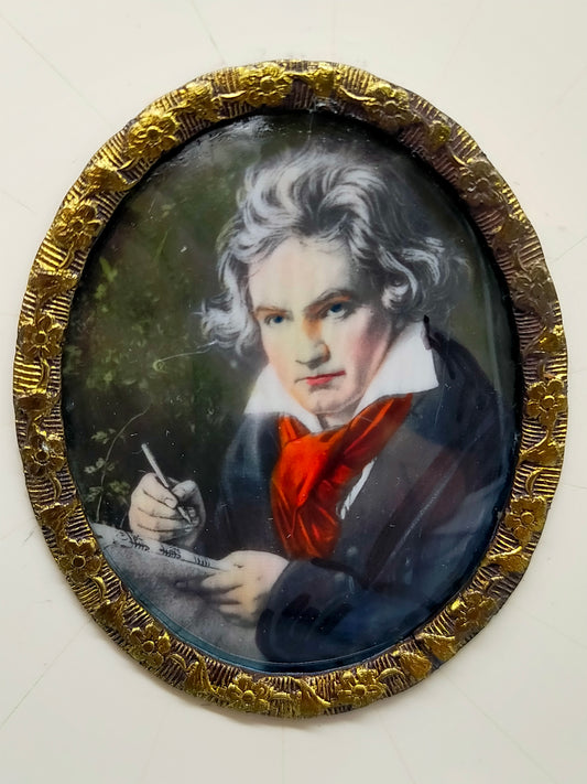 Porträt Ludwig van Beethoven Feine Miniatur Malerei