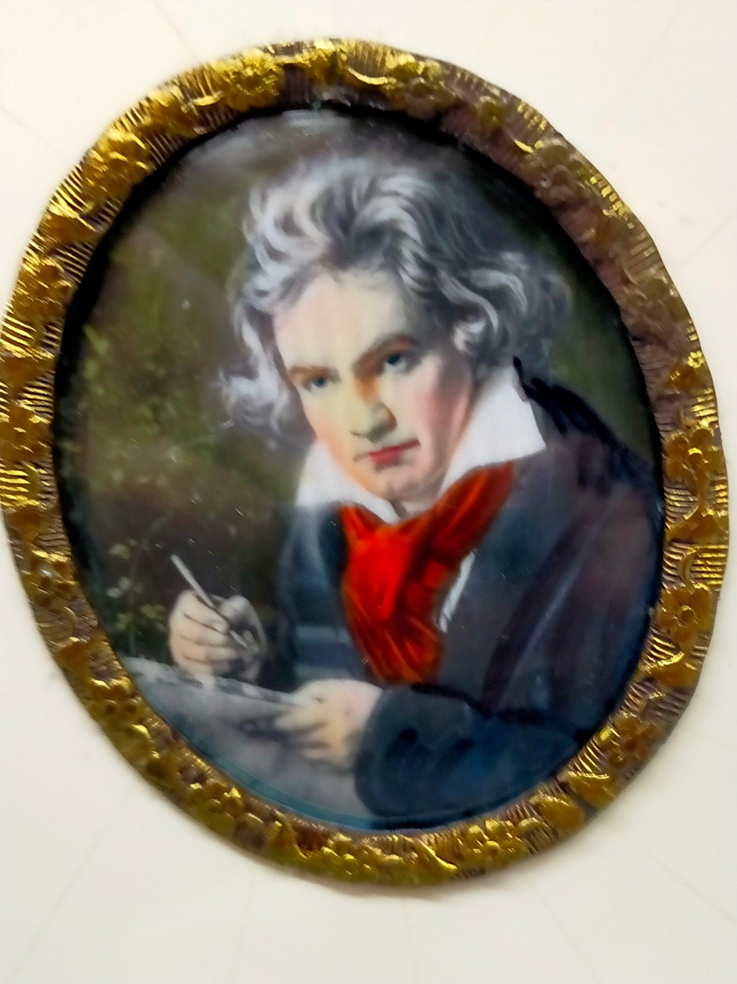 Porträt Ludwig van Beethoven Feine Miniatur Malerei