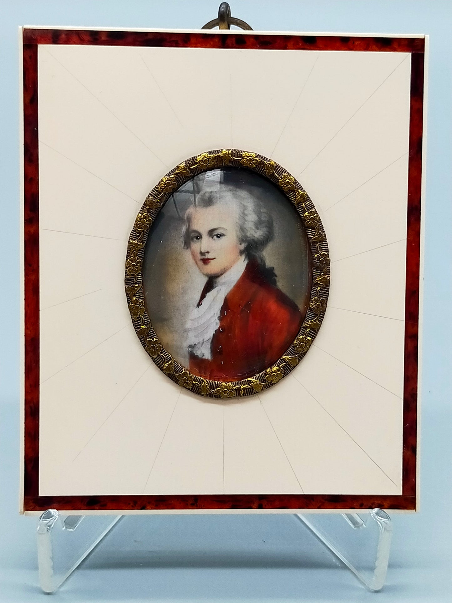Klassisches W.A. Mozart Porträt Handgemalte Miniatur im verzierten Rahmen