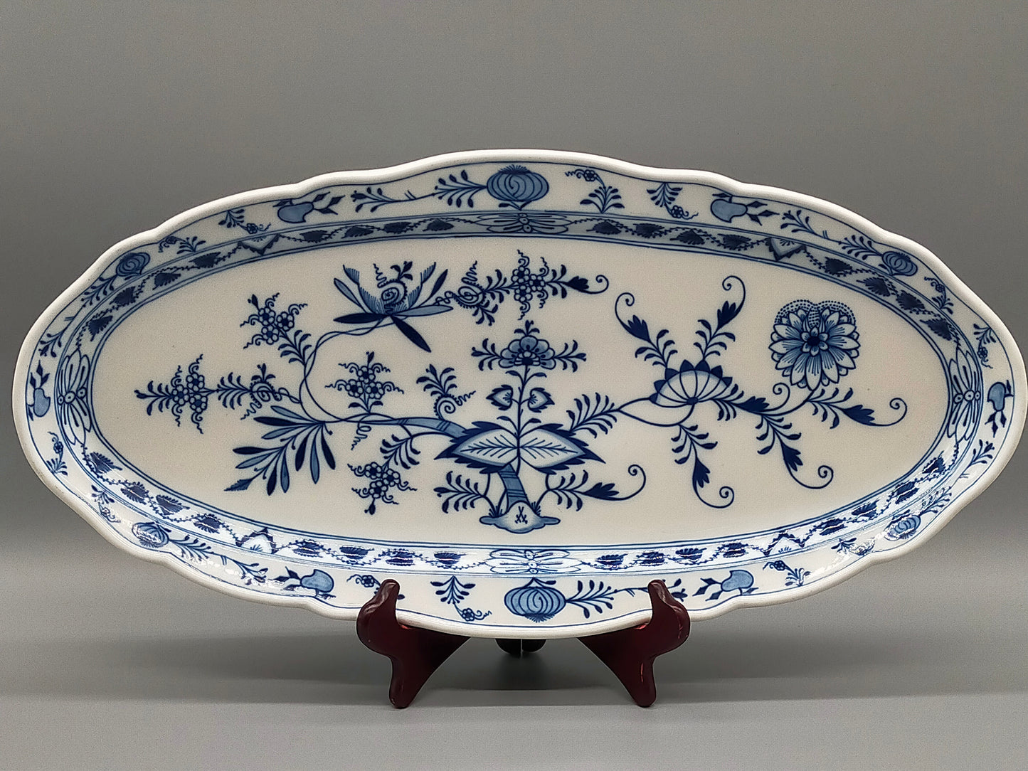Edle Meissen Zwiebelmuster Servierplatte – Große ovale Porzellanplatte
