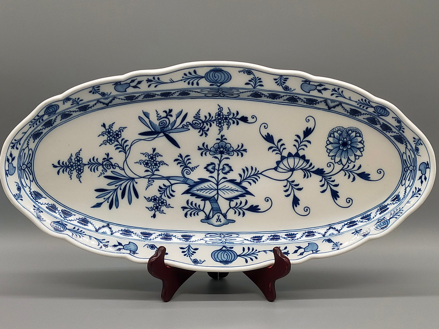 Edle Meissen Zwiebelmuster Servierplatte – Große ovale Porzellanplatte