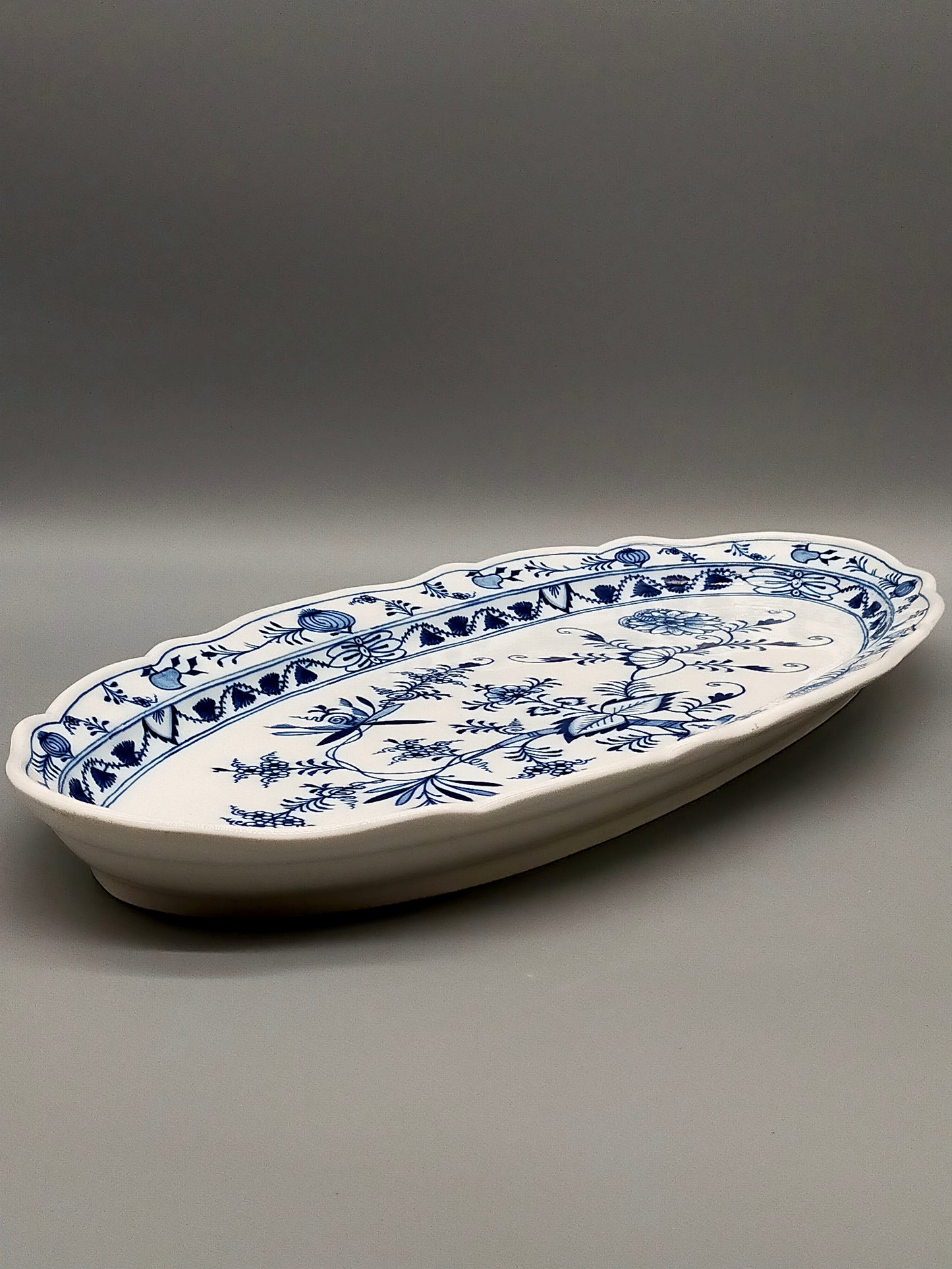 Edle Meissen Zwiebelmuster Servierplatte – Große ovale Porzellanplatte