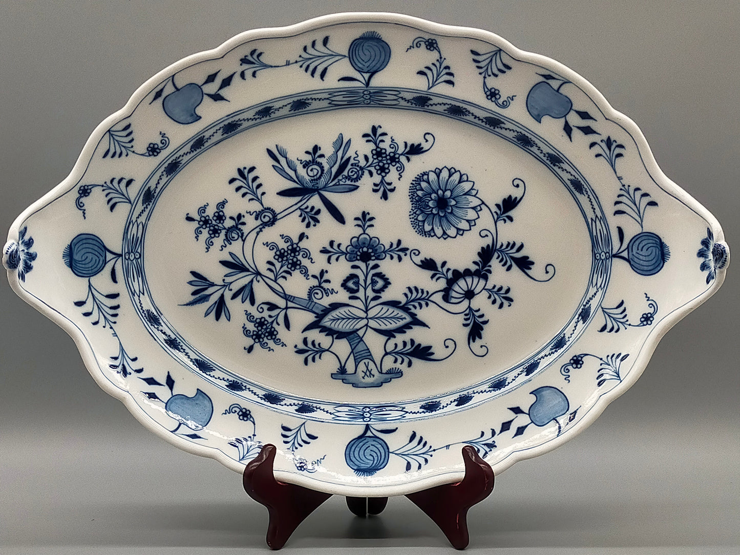 Meissen Zwiebelmuster Beilage Schale – Oval mit Handhaben Porzellan