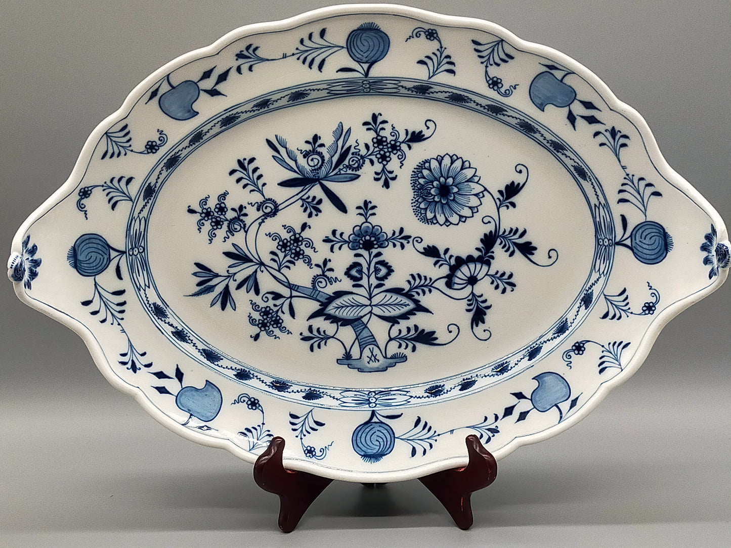 Meissen Zwiebelmuster Beilage Schale – Oval mit Handhaben Porzellan