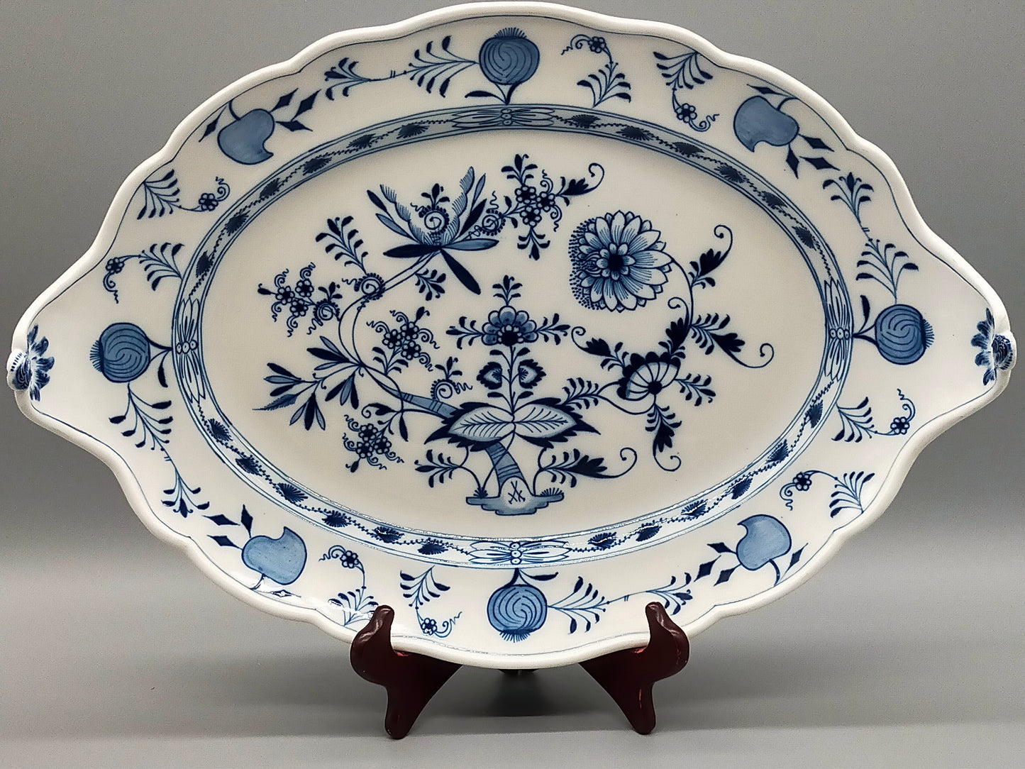 Meissen Zwiebelmuster Beilage Schale – Oval mit Handhaben Porzellan