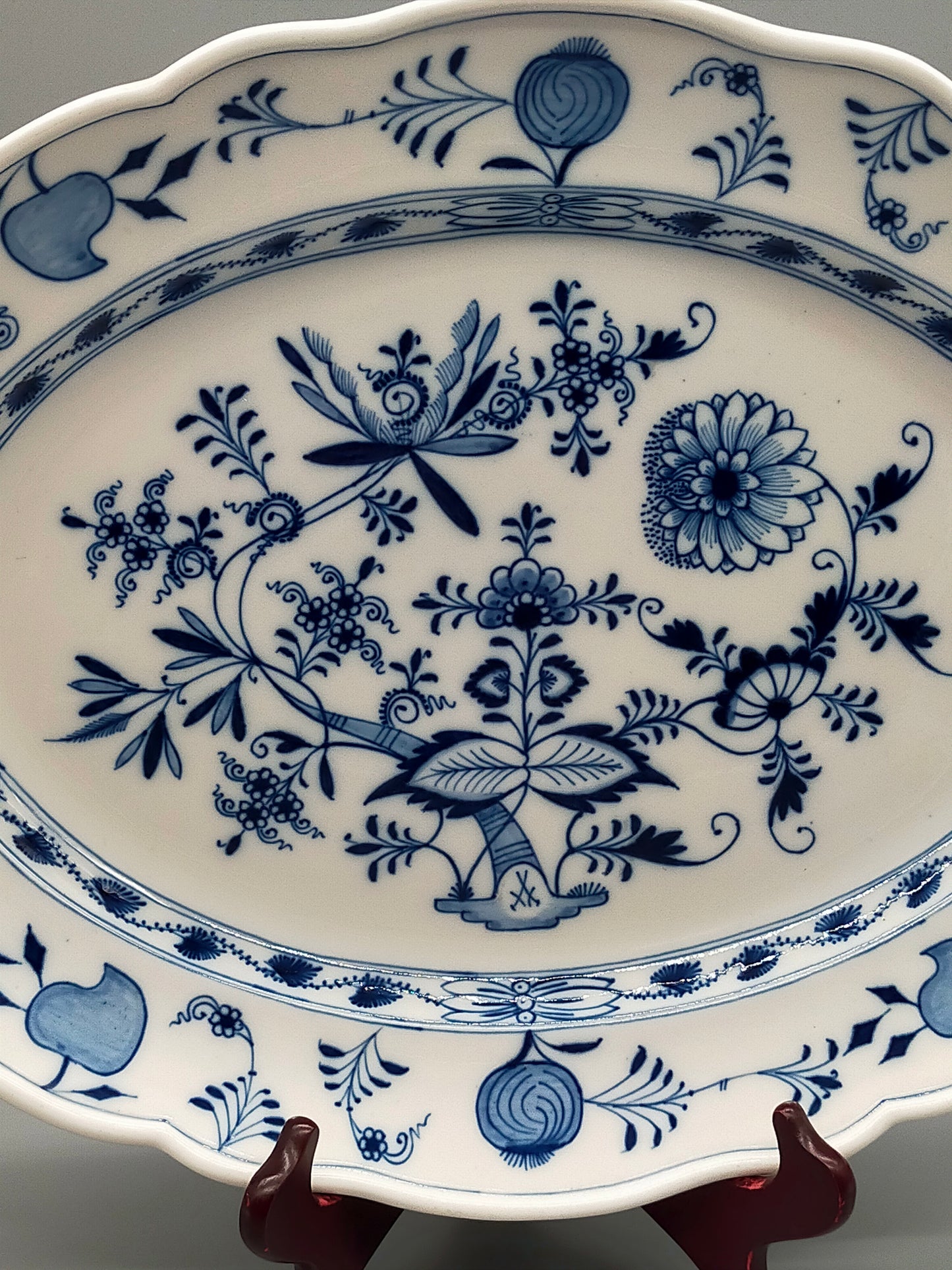 Meissen Zwiebelmuster Beilage Schale – Oval mit Handhaben Porzellan