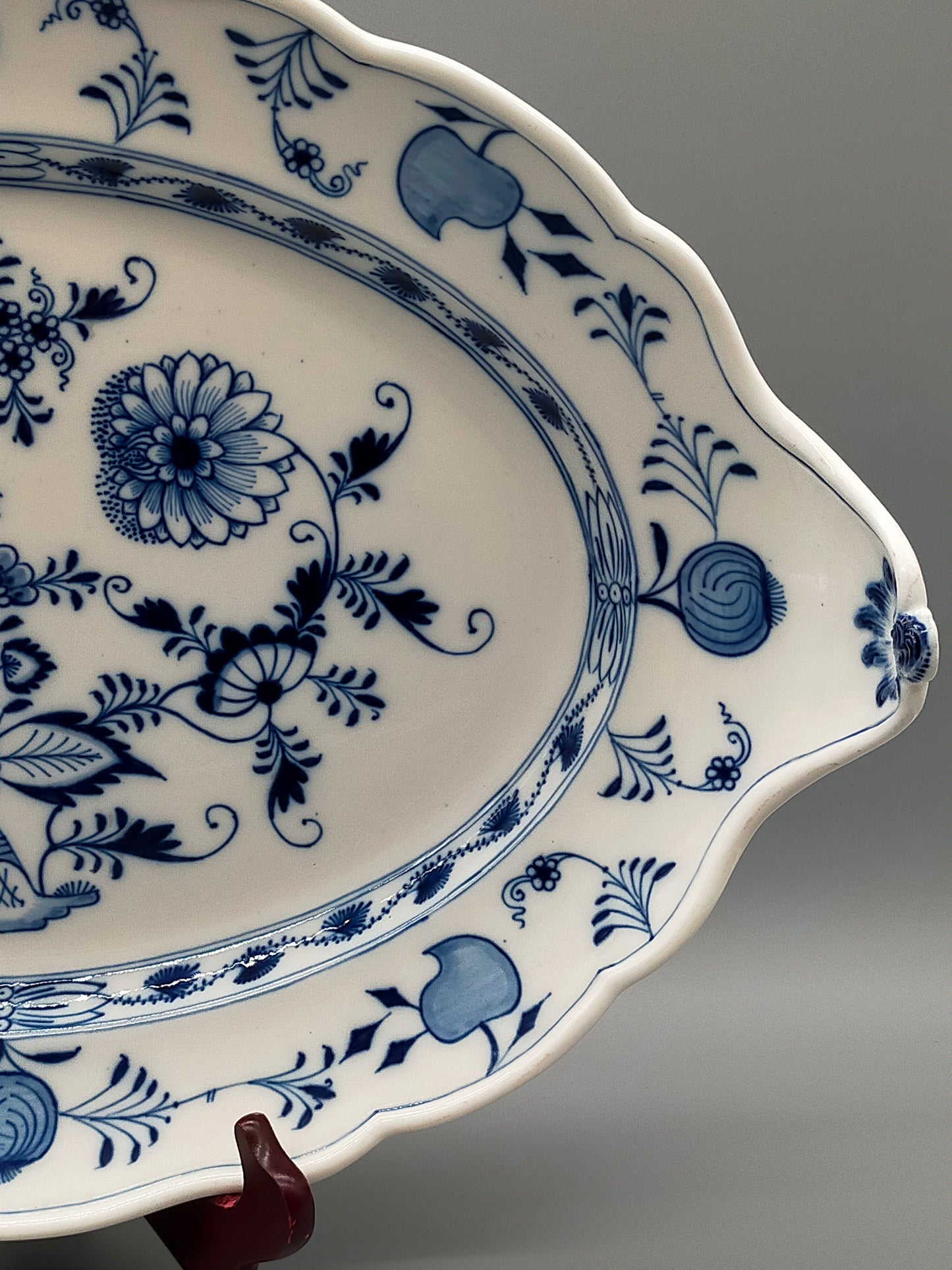 Meissen Zwiebelmuster Beilage Schale – Oval mit Handhaben Porzellan
