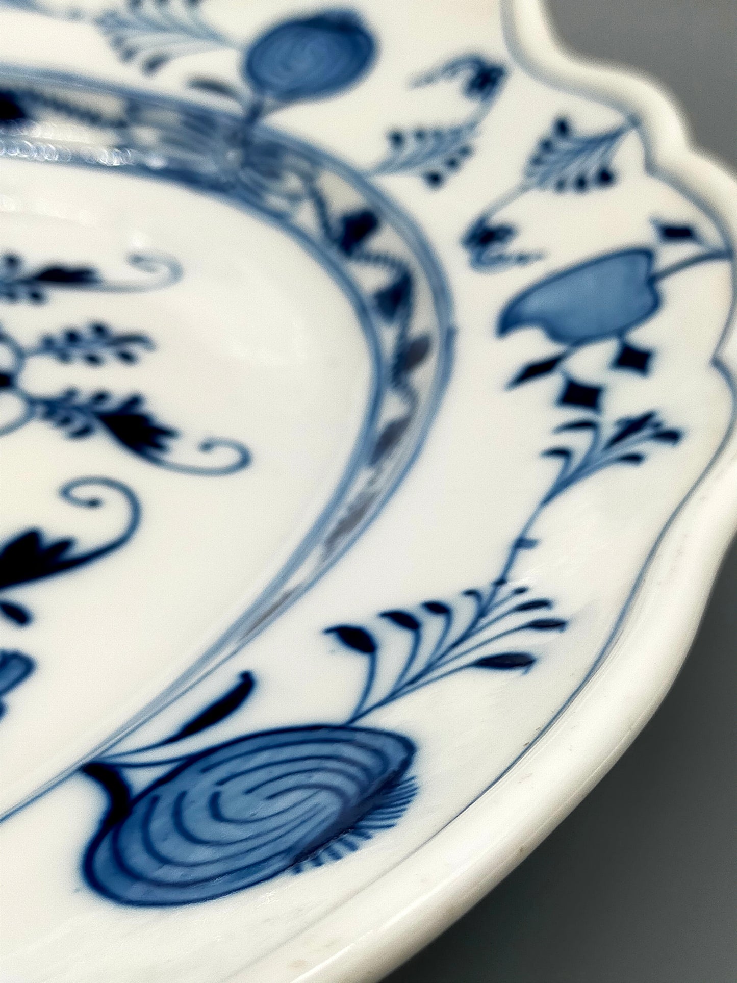 Meissen Zwiebelmuster Beilage Schale – Oval mit Handhaben Porzellan