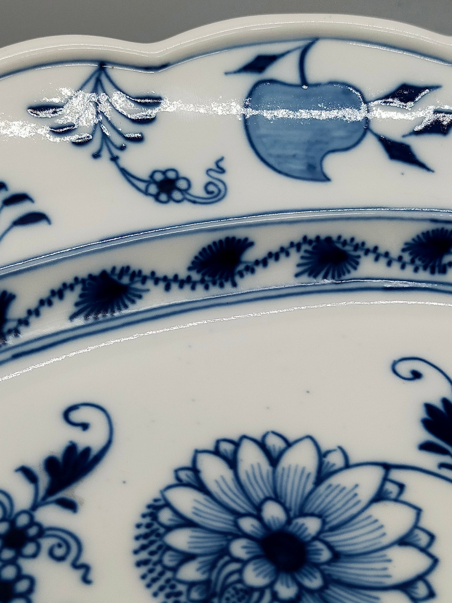 Meissen Zwiebelmuster Beilage Schale – Oval mit Handhaben Porzellan