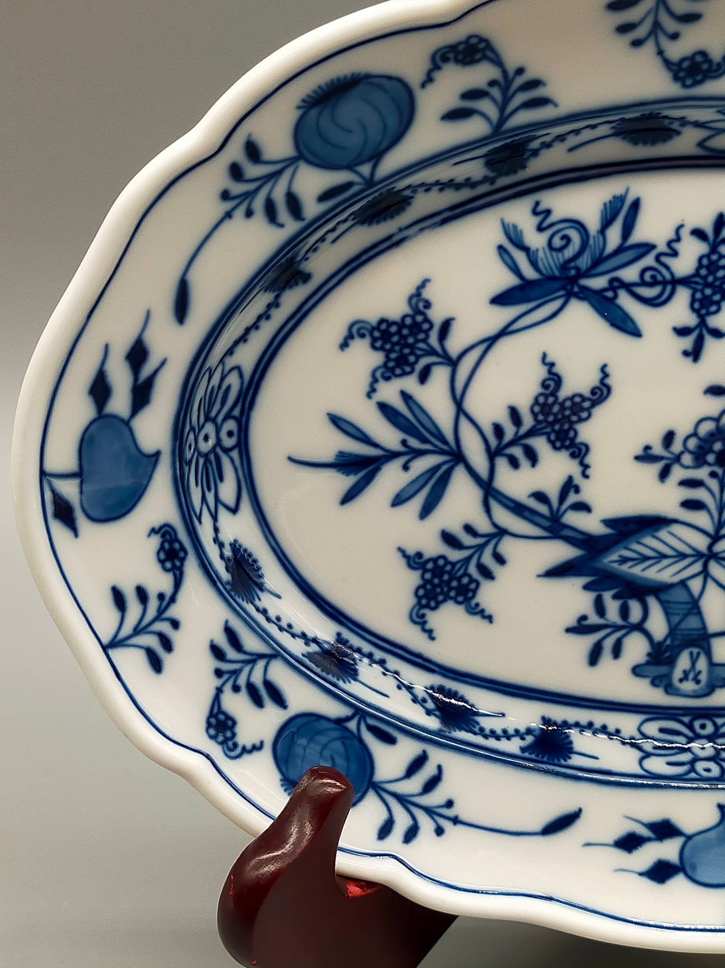 Edle Meissen Beilageplatte Oval Klassisches Zwiebelmuster Porzellan