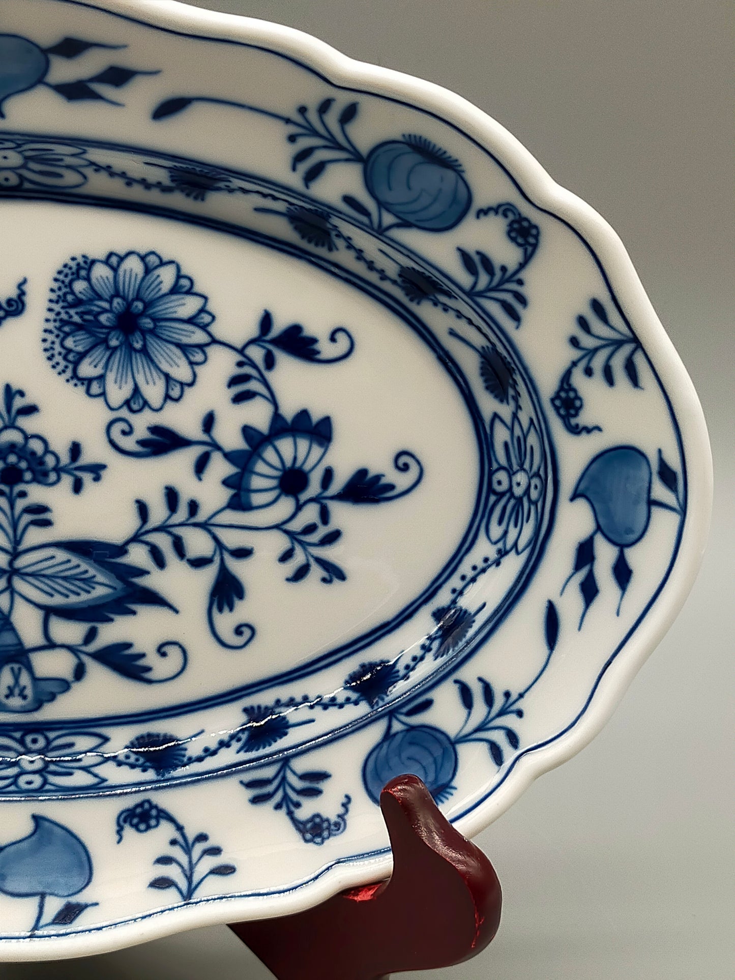 Edle Meissen Beilageplatte Oval Klassisches Zwiebelmuster Porzellan