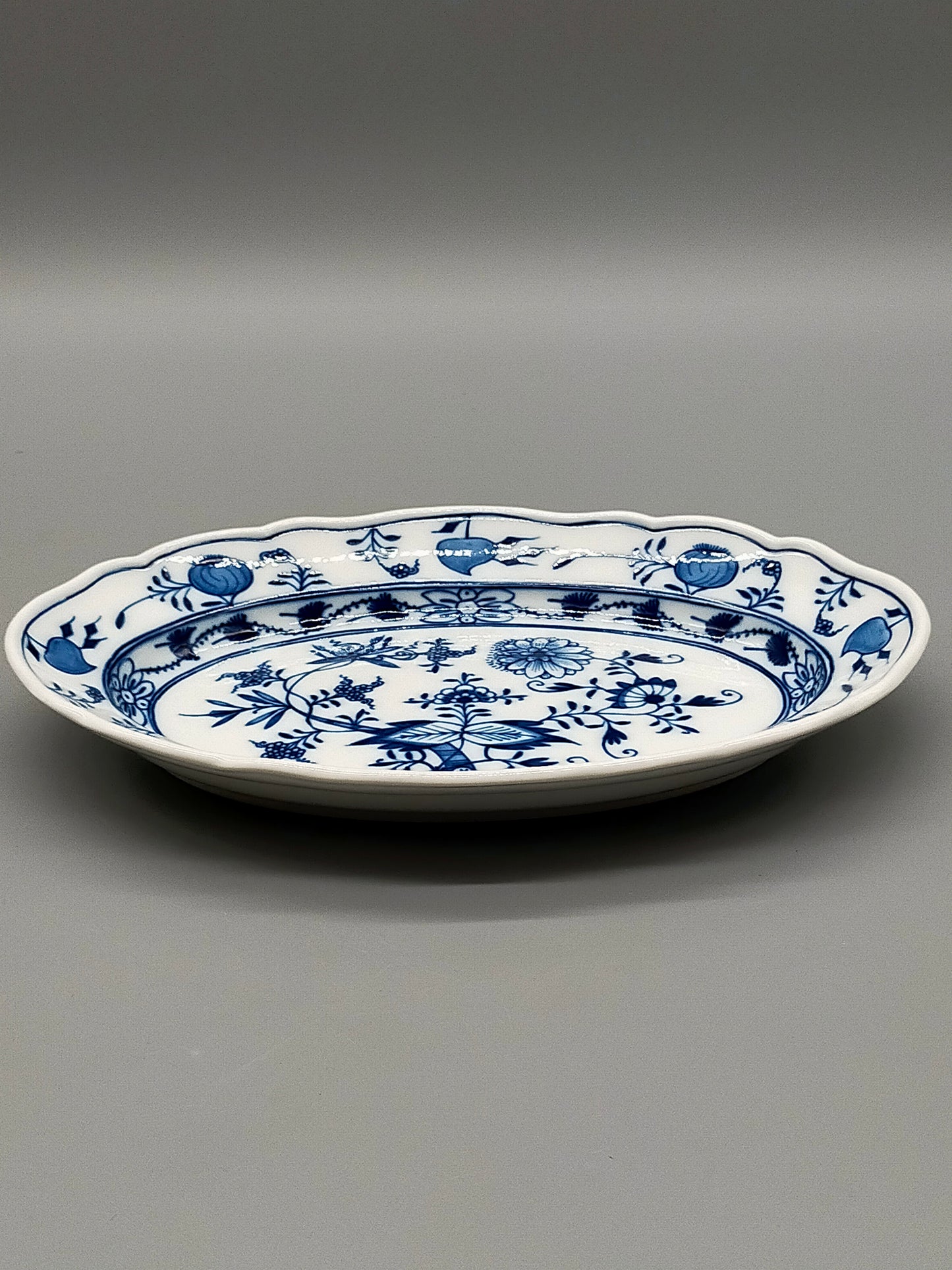 Edle Meissen Beilageplatte Oval Klassisches Zwiebelmuster Porzellan